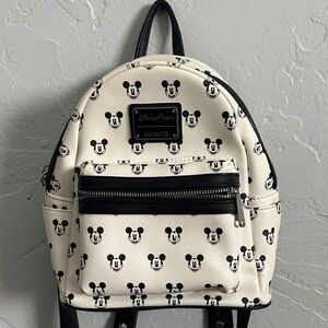 Disney Parks Loungefly Cream and Black Mickey Mouse Backpack, with Black straps